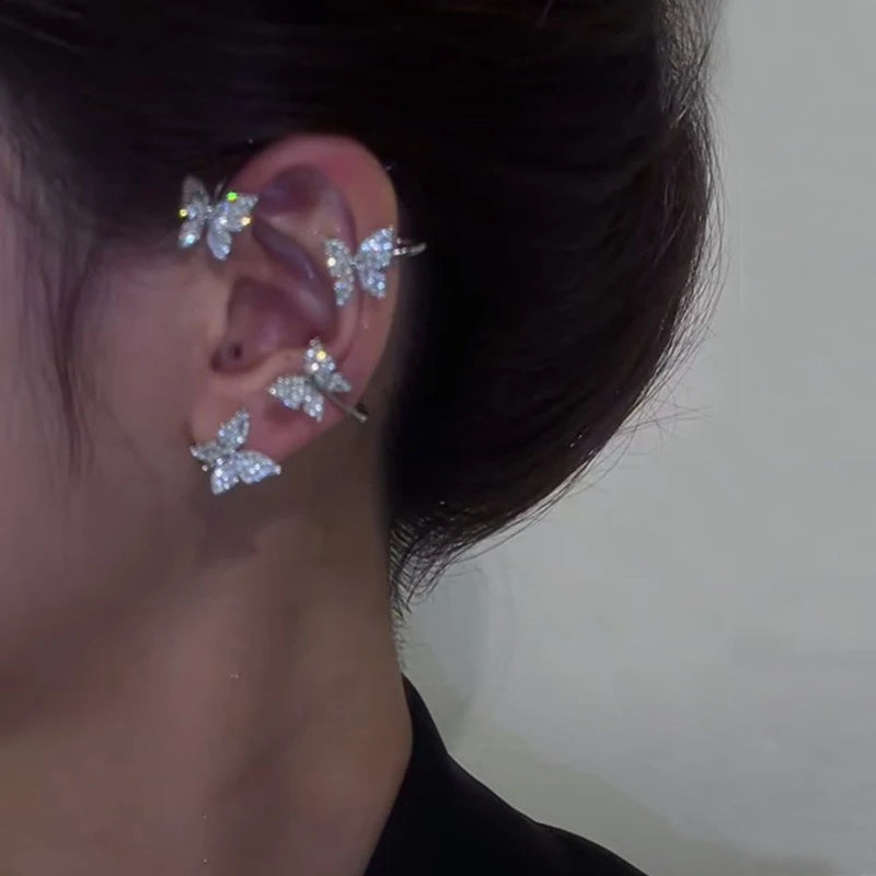 Kpop Shiny Zirkon Schmetterling Earcuff Für Frauen Ohne Piercing Ohrringe 2022 Mode Ohr Clip Ohrringe Braut Hochzeit Schmuck