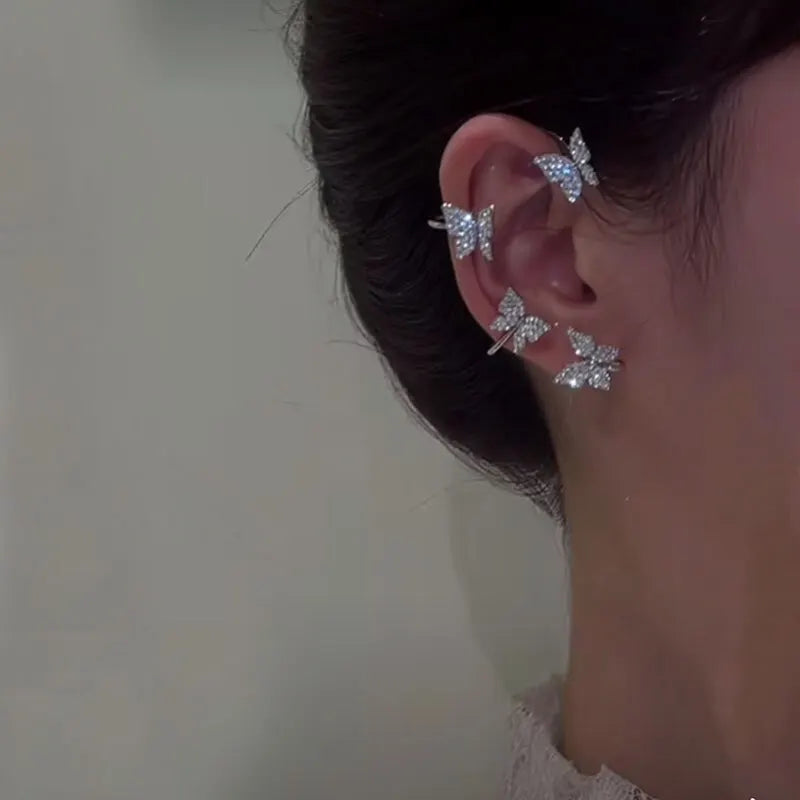 Kpop Shiny Zirkon Schmetterling Earcuff Für Frauen Ohne Piercing Ohrringe 2022 Mode Ohr Clip Ohrringe Braut Hochzeit Schmuck
