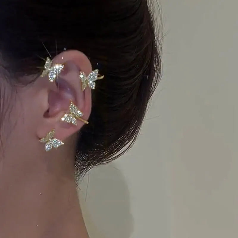 Kpop Shiny Zirkon Schmetterling Earcuff Für Frauen Ohne Piercing Ohrringe 2022 Mode Ohr Clip Ohrringe Braut Hochzeit Schmuck
