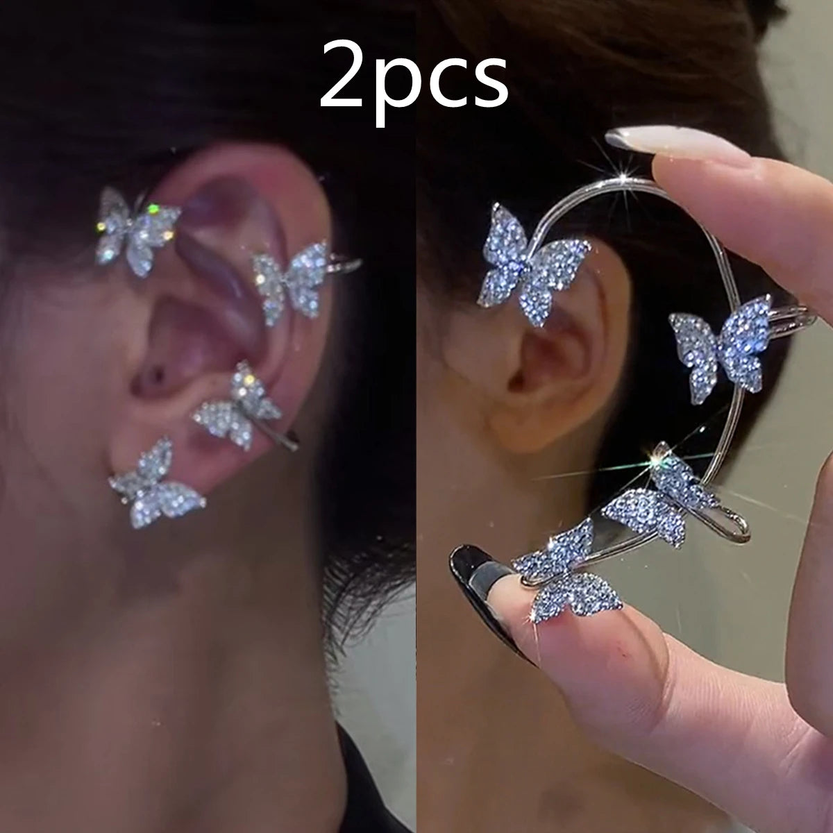 Kpop Shiny Zirkon Schmetterling Earcuff Für Frauen Ohne Piercing Ohrringe 2022 Mode Ohr Clip Ohrringe Braut Hochzeit Schmuck