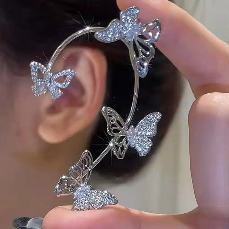Kpop Shiny Zirkon Schmetterling Earcuff Für Frauen Ohne Piercing Ohrringe 2022 Mode Ohr Clip Ohrringe Braut Hochzeit Schmuck