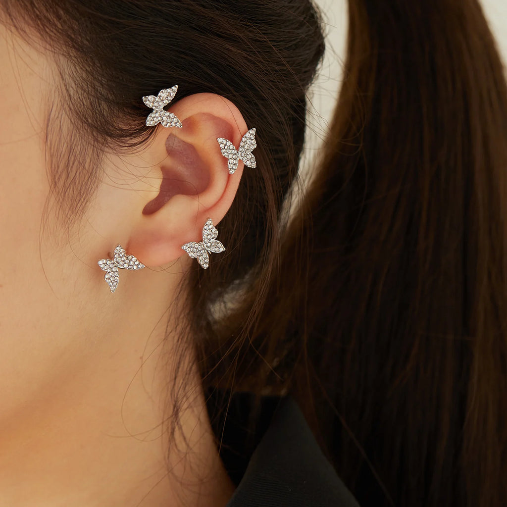Kpop Shiny Zirkon Schmetterling Earcuff Für Frauen Ohne Piercing Ohrringe 2022 Mode Ohr Clip Ohrringe Braut Hochzeit Schmuck
