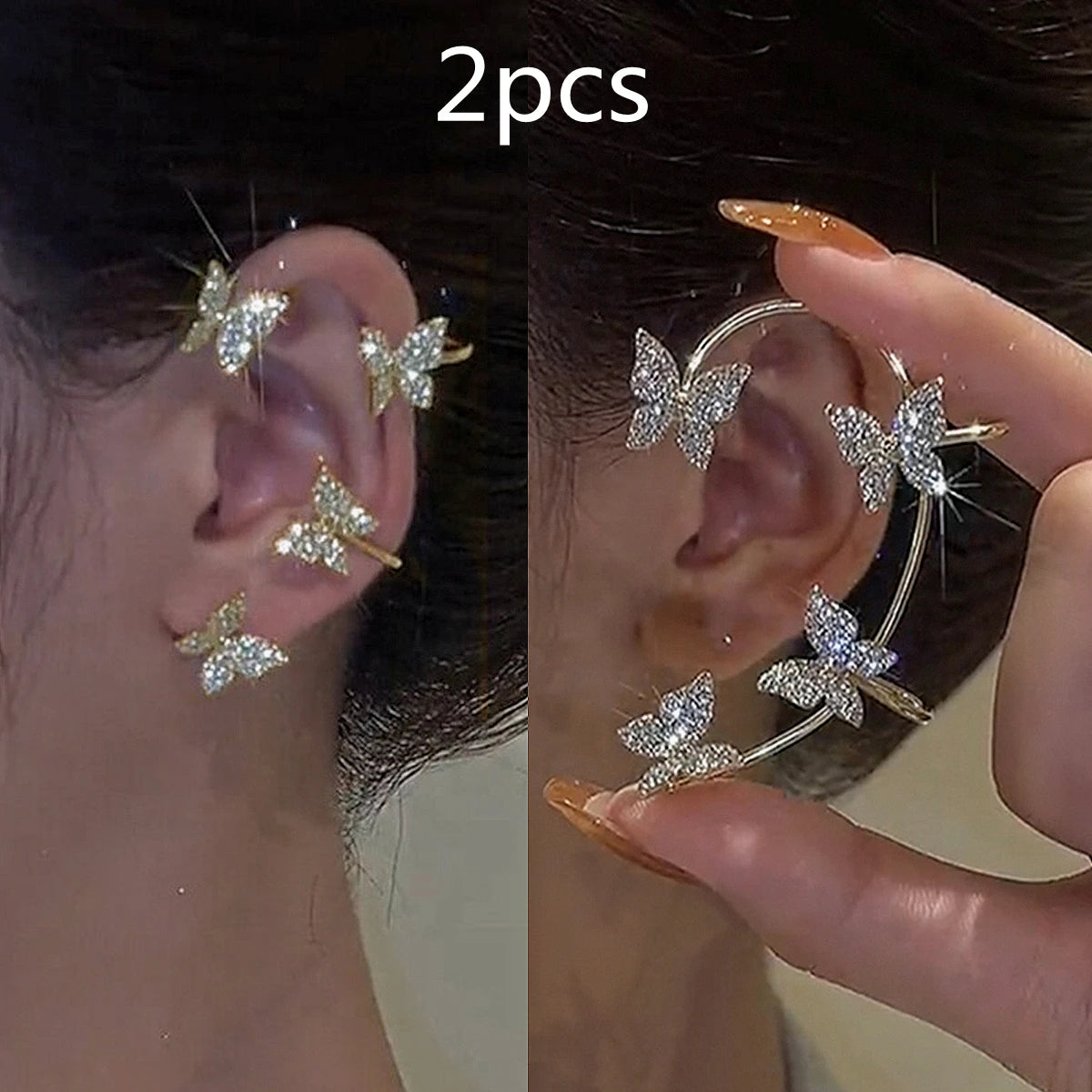 Kpop Shiny Zirkon Schmetterling Earcuff Für Frauen Ohne Piercing Ohrringe 2022 Mode Ohr Clip Ohrringe Braut Hochzeit Schmuck