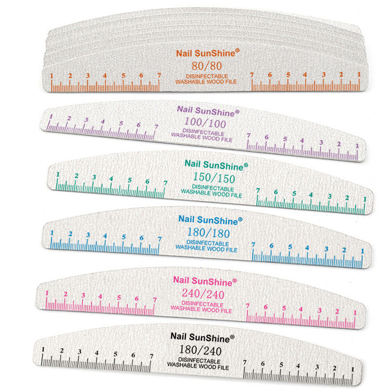 10pcs Nail Files & Buffers Set, Half-Moon Shape, Synthetic Paper Sandpaper, Non-Replaceable, Unscented, with 80 100 150 180 240 Grits, for Manicure & Pedicure Tools, Nail Care Accessories, Nail Tech Supplies