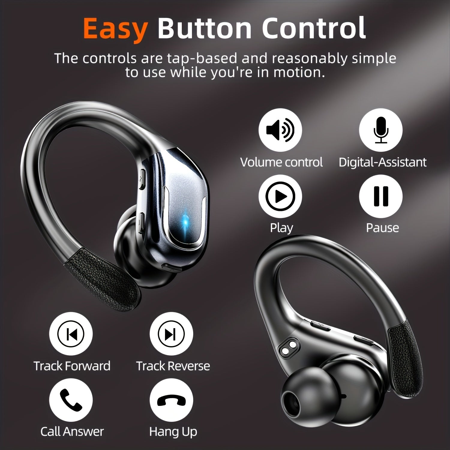 [Pure Bass Sound] LIFEBEE Wireless Earbuds | Earphones with Earhooks | Pure Bass Sound | ENC Noise Cancelling | Dual-LED Display | Built-in Microphone