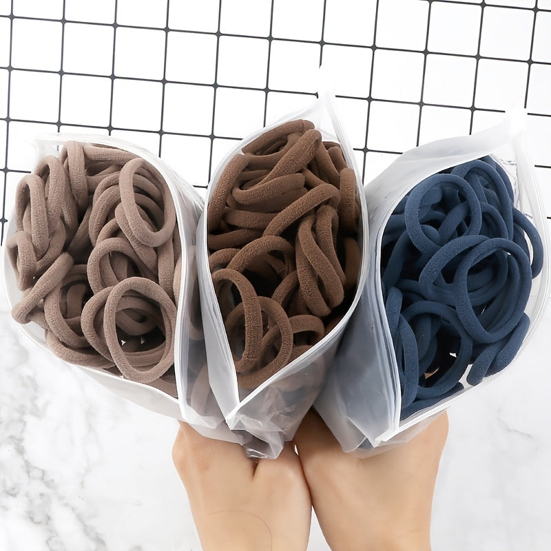 [Hair Bands & Ties] 50pcs/Set Women Basic Hair Bands 4cm Simple Solid Colors Elastic Headband Hair Ropes Ties Hair Accessories Ponytail Holder