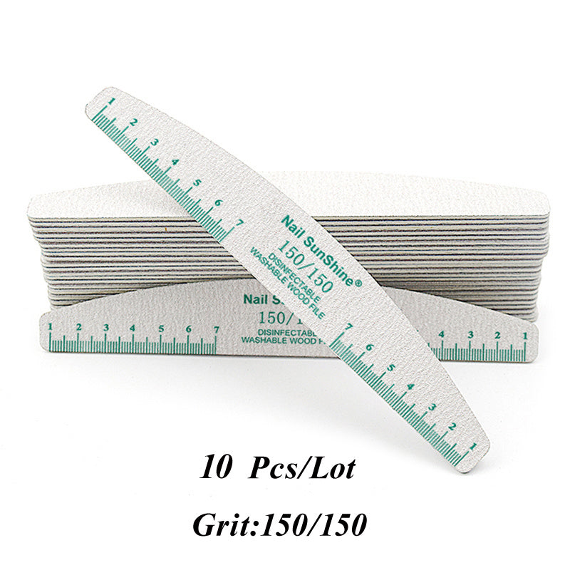 10pcs Nail Files & Buffers Set, Half-Moon Shape, Synthetic Paper Sandpaper, Non-Replaceable, Unscented, with 80 100 150 180 240 Grits, for Manicure & Pedicure Tools, Nail Care Accessories, Nail Tech Supplies