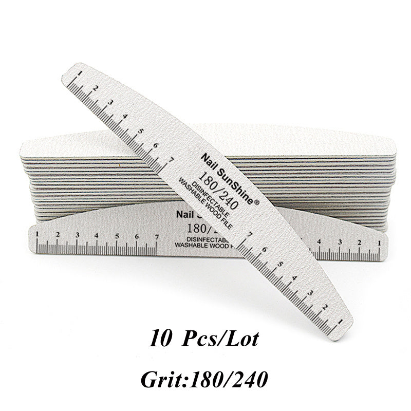 10pcs Nail Files & Buffers Set, Half-Moon Shape, Synthetic Paper Sandpaper, Non-Replaceable, Unscented, with 80 100 150 180 240 Grits, for Manicure & Pedicure Tools, Nail Care Accessories, Nail Tech Supplies
