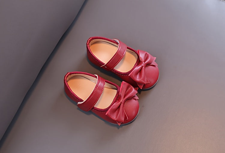Girls Shoes Mary Jane Flats Soft Sole Non-slip Bow Decor Princess Shoes