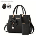 Chic Bow Decor Handbag for Women - Versatile Top Handle Satchel with Coin Purse, Adjustable Strap, And Zip Closure - Available in Khaki, Dark Pink, Light, - Synthetic Material with Acrylic Lining, Cute Handbag