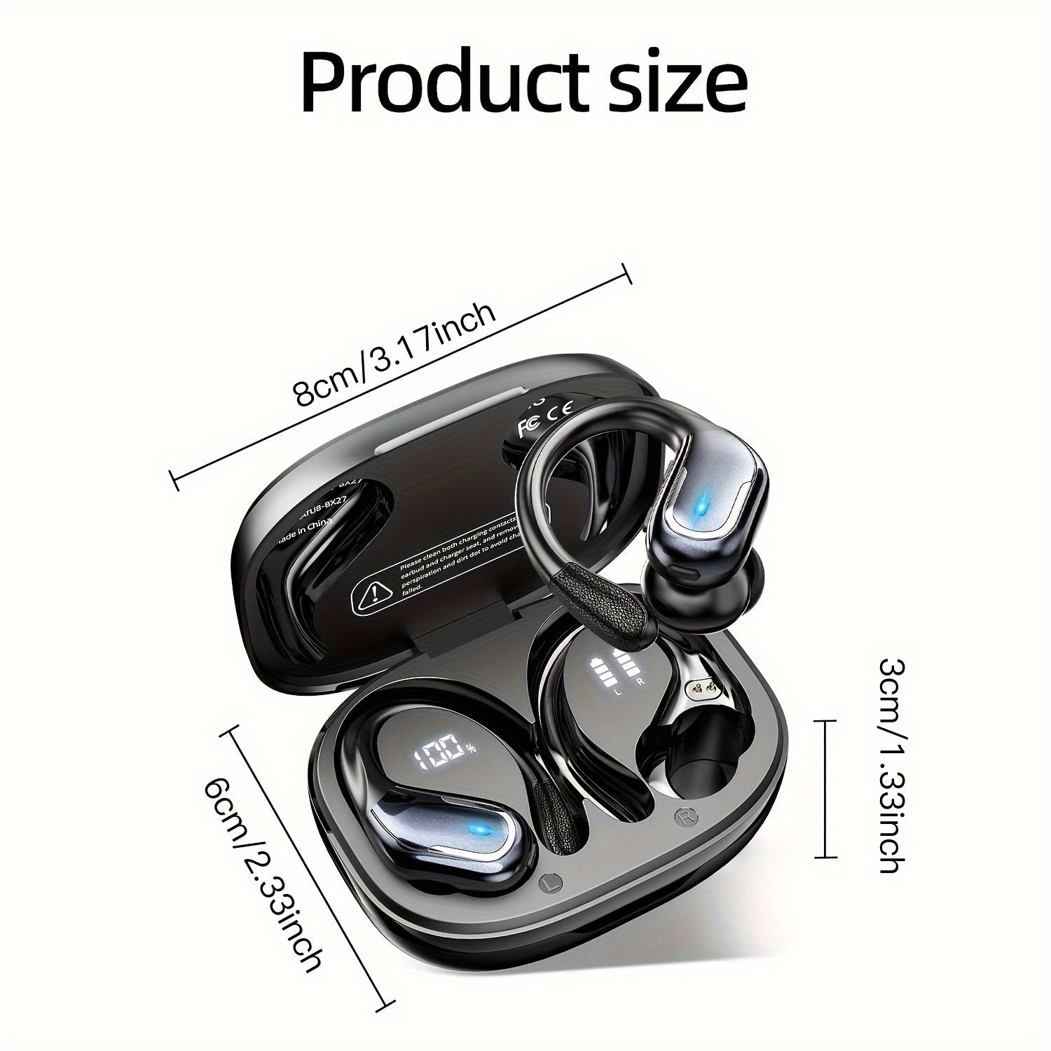 [Pure Bass Sound] LIFEBEE Wireless Earbuds | Earphones with Earhooks | Pure Bass Sound | ENC Noise Cancelling | Dual-LED Display | Built-in Microphone