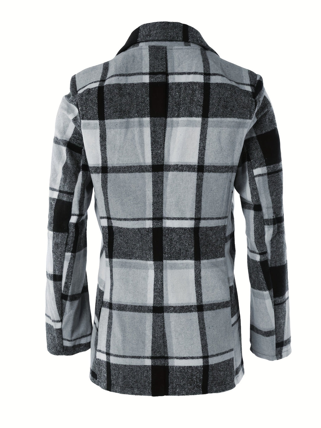 Plaid Button Down Long Sleeve Lapel Coat, Fashion Winter Blazer, Women's Clothing