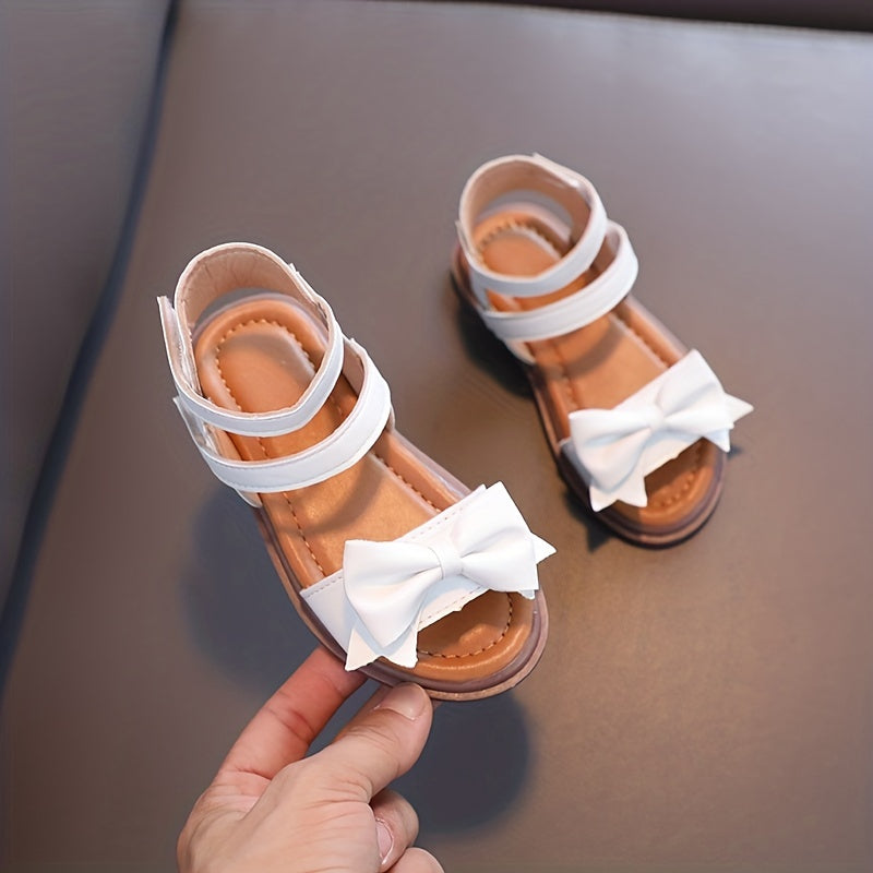 Girls' First Walkers Baby Sandals with Closure - Soft TPR Sole & PU Upper, Non-Slip Beach Shoes for, Star & Princess Patterns, Open-Toe Summer Footwear for New Walkers (Pink/White) - Easy On/Off Girl Footwear