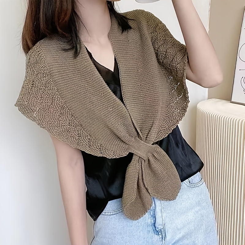 Women'S Stylish Openwork Yarn Shawl - Lightweight, Breathable Polyester, Perfect for Layering or Standalone Outfits, Machine Washable, Weekend Casual Wrap | Versatile Shawl | Stylish Knitwear, Shawls for Winter