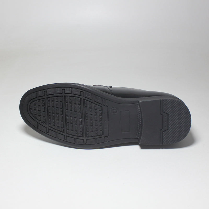 Boys' Lightweight Slip-On Shoes - Black Round Toe with Golden Buckle Straps, Breathable & Comfortable for Casual or Formal Wear, Youngsters'S Shoes, Stylish Youngsters Footwear, Durable Tpr Sole